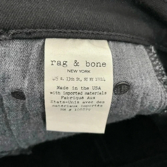 Rag & Bone black laced up skinny jeans in black coal - Picture 11 of 11